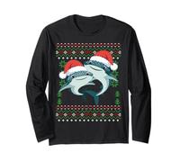Pull de Noël Moche Père Noël Baleine Requin Manche Longue