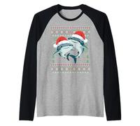 Pull de Noël Moche Père Noël Baleine Requin Manche Raglan