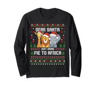 Pull de Noël Moche Père Noël Bring Me to Africa Safari Manche Longue