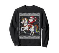 Pull de Noël Moche Père Noël équitation Licorne Sweatshirt