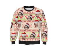 Pull De Noël Moche Personnalisable,Moche de Noël,avec Photo Ugly Christmas Sweater,Pull Personnalisable avec Ta Photo,De Noël Hommes Drôle Noël Moche Imprimé Noel,Funny Sweatshirts pour Hommes