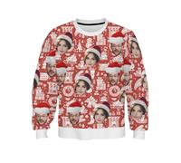 Pull De Noël Moche Personnalisable,Moche de Noël,avec Photo Ugly Christmas Sweater,Pull Personnalisable avec Ta Photo,De Noël Hommes Drôle Noël Moche Imprimé Noel,Funny Sweatshirts pour Hommes