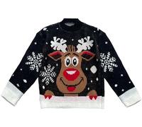 Pull de Noël Moose Pattern Unisex for Women Men Warm Kids Soft (cod.8088) (FR/ES, Alpha/Lettres, L, Taille Normale, Taille Normale, Noir)