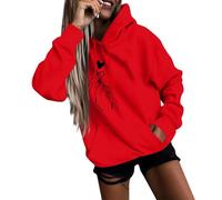 Pull de Noel Personnalisable de Veste Polaire Original Sweat a Capuche Thermique Noël Stitch Fourrure Tunique Marque Manches Bateau Sport Fitness Gros Manteau Polaire Femme Rouge M