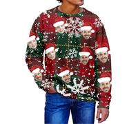 Pull de Noël personnalisé - Pull de Noël sur mesure avec photo de visage pour hommes et femmes - Concevez vos propres pulls de Noël amusants imprimés au Royaume-Uni - Tenues de pull - Sweat-shirt Père