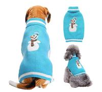 Pull de Noël pour chien Bonhomme de neige bleu - Pull en tricot - Veste pour chien - Convient pour les chiens de petite, moyenne et grande taille (2XL)