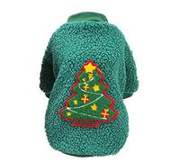 Pull de Noël pour chien - Imprimé faon festif - Vert et rouge - Avec motif cerf - Matériau tricoté élastique - Lavage doux à la main - Pour petits chiens et chats - Couleur verte ou rouge
