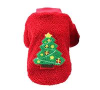 Pull de Noël pour chien - Imprimé faon festif - Vert et rouge - Avec motif cerf - Matériau tricoté élastique - Lavage doux à la main - Pour petits chiens et chats - Couleur verte ou rouge