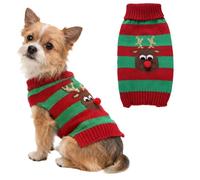 Pull de Noël pour chien - Tricot rouge doux et chaud, tenue de vacances pour petit chien, confort extensible, design facile à porter, vêtements festifs pour animaux de compagnie, extérieur, intérieur,
