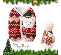 Pull de Noël pour Chien,Xmas Pull-Overs,Manteau de Noël Chiens,Tricots Motif Noël Rouge Coupe,Pull De Noël pour Chat Chien,Pull Chaud pour Animaux De Compagnie pour Petits Chiens Moyens Chats (Bear)