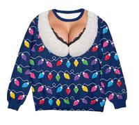 Pull de Noël pour femme à col rond solide grande taille vacances Père Noël imprimé Womenspullover Tops décontractés automne femme vêtements de sport