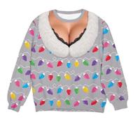 Pull de Noël pour femme à col rond solide grande taille vacances Père Noël imprimé Womenspullover Tops décontractés automne femme vêtements de sport