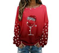 Pull de Noël pour femme drôle et élégant T-shirt de Noël Femmes Sweat à capuche sans tête Atmosphères Design pour un look décontracté confortable et tendance, rouge, 3XL