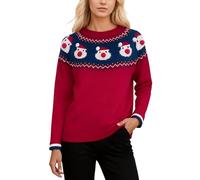 Pull de Noël pour femme en jacquard avec col rond et manches longues - Pull décontracté pour l'automne et l'hiver - Pull festif doux et confortable - Pull saisonnier élégant en tricot, 01#_rouge, M
