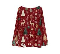 Pull de Noël pour femme - moche, surdimensionné, Père Noël Cruz, pull tricoté flocon de neige, pull à manches longues, col rond, pull tunique de Noël amusant, Rouge AG, XXL