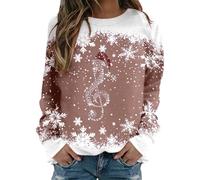 Pull de Noël pour femme - Pull amusant avec inscription « Merry Christmas » - Motif flocons de neige - Pull à col rond - Pull de Noël moche - Pull de Noël pour adolescentes et filles, Or rose, XL