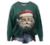 Pull de Noël pour femme - Pull de Noël amusant et mignon - Bonhomme de neige - Pull tricoté pour l'hiver - Chaud - Pull habillé à manches longues, Vert, L