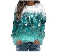 Pull De NoëL pour Femme Rigolo Manches Longues Col Rond Rigolo Noel Pull Christmas Moche Sweat Multicolore Imprimé Bonhomme de Neige Sweatshirt Grande Taille Pullover