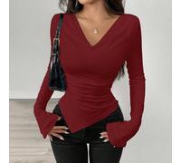 Pull de Noël pour femmes avec encolure dégagée, peut être porté avec un col asymétrique, taille cintrée, ourlet asymétrique, Top tricoté pour le Nouvel An L,M,S,XL,XSTissu tricoté