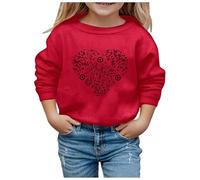 Pull de Noël pour fille - Sweatshirt de Noël pour enfants - Rouge - Chaud - Avec motifs de Noël - Confortable - Tenue de Noël - Pour adolescentes et filles