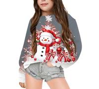 Pull de Noël pour garçons et filles avec imprimé renne - Sweats tendance baggy à manches longues - Haut ample - Père Noël - Col rond - Streetwear pour fille, X01-04, 4-5 ans