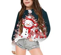 Pull de Noël pour garçons et filles avec imprimé renne - Sweats tendance baggy à manches longues - Haut ample - Père Noël - Col rond - Streetwear pour fille, X01-01, 4-5 ans