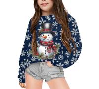 Pull de Noël pour garçons et filles avec imprimé renne - Sweats tendance baggy à manches longues - Haut ample - Père Noël - Col rond - Streetwear pour fille, X02-03, 4-5 ans