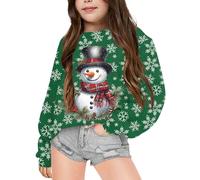Pull de Noël pour garçons et filles avec imprimé renne - Sweats tendance baggy à manches longues - Haut ample - Père Noël - Col rond - Streetwear pour fille, X02-04, 4-5 ans