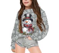 Pull de Noël pour garçons et filles avec imprimé renne - Sweats tendance baggy à manches longues - Haut ample - Père Noël - Col rond - Streetwear pour fille, X02-05, 4-5 ans