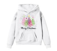 Pull de Noël pour garçons et filles - Motif tracteur - Automne - Léger - Pull pour garçon - Vintage - Poche - Streetwear, blanc, 13-14 ans