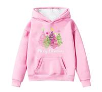 Pull de Noël pour garçons et filles - Motif tracteur - Automne - Léger - Pull pour garçon - Vintage - Poche - Streetwear, rose, 13-14 ans
