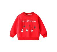 Pull de Noël pour garçons et filles - Pull imprimé tracteur - Tendance - Baggy - Tunique pour enfant - Haut vintage - Arbre de Noël - Col rond - Vêtements de sport pour garçons, Rouge, 7-8 ans