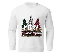 Pull de Noël pour homme avec inscription « Merry Christmas » - Pull de Noël amusant - Tenue de Noël - Famille - T-shirt à manches longues - Père Noël, Blanc., M
