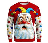 Pull de Noël pour homme - Col rond amusant - Pull en tricot - Pull de Noël - Style décontracté - Pull de Noël - Pull de Noël classique - Veste de survêtement pour homme, rouge, L