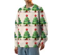 Pull de Noël pour homme - Imprimé Père Noël amusant - Pull de Noël ample décontracté facile d'entretien - Pull d'hiver à manches longues et col rond - Pull thermique pour homme - Idéal pour le