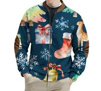 Pull de Noël pour homme - Motif flocons de neige - Avec fermeture éclair - Manches longues - Décontracté - Tendance - Vestes d'hiver pour homme - Cardigans de vacances, A-MR1, L