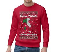 Pull de Noël pour homme - Pull de Noël amusant - Motif italien - Pull de Noël - Sweat de Noël - Chemise décontractée - Tenue de Noël, O rouge., XXL