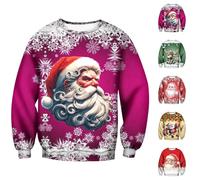 Pull de Noël pour homme, sweat-shirt de Noël « Merry Christmas » Pull de Noël Famille Unisexe Sweatshirts drôles Vêtements de Noël Fête de Noël 2025 (S-XXL), lilas, S
