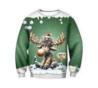 Pull de Noël pour homme, sweat-shirt de Noël « Merry Christmas » Pull de Noël Famille Unisexe Sweatshirts drôles Vêtements de Noël Fête de Noël 2025 (S-XXL), vert clair, XXL