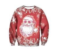 Pull de Noël pour homme, sweat-shirt de Noël « Merry Christmas » Pull de Noël Famille Unisexe Sweatshirts drôles Vêtements de Noël Fête de Noël 2025 (S-XXL), Pastèque rouge, XXL