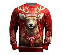 Pull de Noël pour hommes drôle, sweat-shirt de Noël sweat-shirt de Noël pour hommes Santa Claus impression numérique 3D Sweat à capuche à col rond Sweat à capuche de Noël Mode décontracté Pull d'hiver