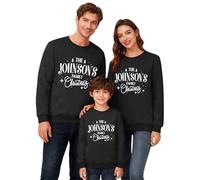 Pull de Noel pour la Famille Homme Femme Renne Christmas Sweater Sweat Noel Rigolo Drole Moche Pulls Automne Hiver Sweatshirts Décontracté Pullover Haut Tops Costume Mère Noël (A1 Noir,100)