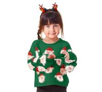 Pull De Noel- Pull Enfant Fille Pull De NoëL DéContracté Et Tendance avec TêTe De PèRe NoëL FêTes Rassemblements Quotidien Sorties CéLéBrations