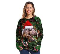 Pull de Noël Pullover, Morbuy Funny Sweatshirts pour Femmes Unisexe 3D Dinosaure Imprimé Xmas Graphique Pull (3XL,Joyeux Noël-GK019)