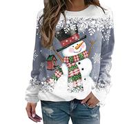 Pull De Noel Rigolo Femme Pull De Noel Famille Sweat Chaud, Éléments De Christmas Imprimé De Façon Excentrique Col Rond Manches Longues Décontracté Sweatshirt Doux Et Confortable Pullover