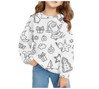 Pull De Noel, Robe Pull De Noel Fille, Sweat-shirt manches longues FunDIY Doodle créatif pour filles enfant vêtement décontracté confortable design artistique personnalisable activité manuelle