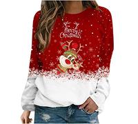 Pull de Noël Sweat Femme Rudolph Renne Elfe Col Rond Manches Longues Pull à Capuche Adolescentes Filles Noël Pull de Noël Père Noël Sweats de Noël Hiver Chaud Chic Ample Sweater Tops Sweat