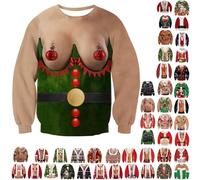 Pull de Noël Ugly Christmas Sweater avec motif chat - Pull amusant et laid pour femme et famille - Impression 3D - Unisexe - T-shirt de Noël à personnaliser soi-même, @1, S
