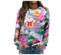 Pull De Noël Ugly Christmas Sweater Noel Femme Renne Gilet Sweatshirt pour Sweats Capuche 2025 Automne Hiver Sweatshirts Oversize Couleur Pure Vetement Top Sweat C-Rose XXL