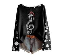 Pull De NoëL Ugly Pour Femme - Note De Musique - Flocons De Neige - Pull D'Hiver Sans Capuche - Sapin De NoëL - Renne - Pull De NoëL - Col Rond - Pull Pour Adolescentes Et Filles Pull Noel Femme